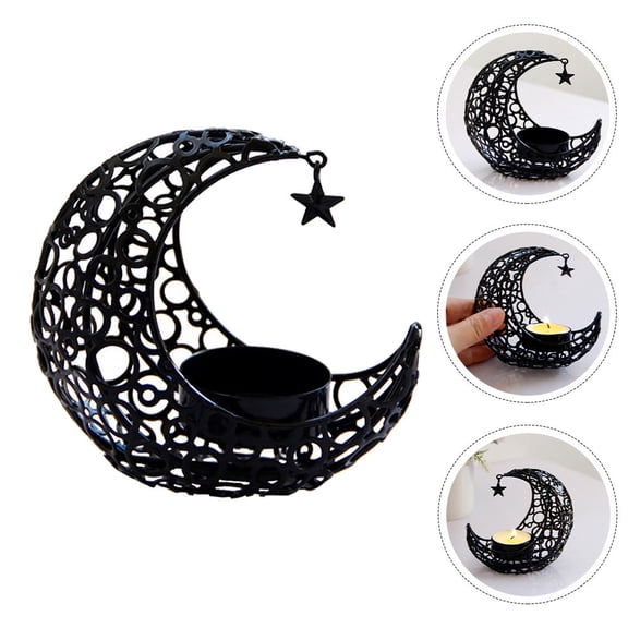 RENACLIPY Black Metal Hollow Candle Holder 1-Pack Decorative Lantern for Cozy Warm Atmosphere