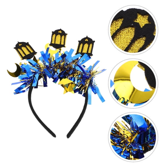 RENACLIPY Blue Moon and Star Headband Ramadan Eid Mubarak Party Decor Adjustable Comfortable