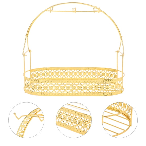 RENACLIPY Black Kitchen Cup Holder Shelf with 6 Hooks and Wire Basket for Space-Saving Storage and Organization