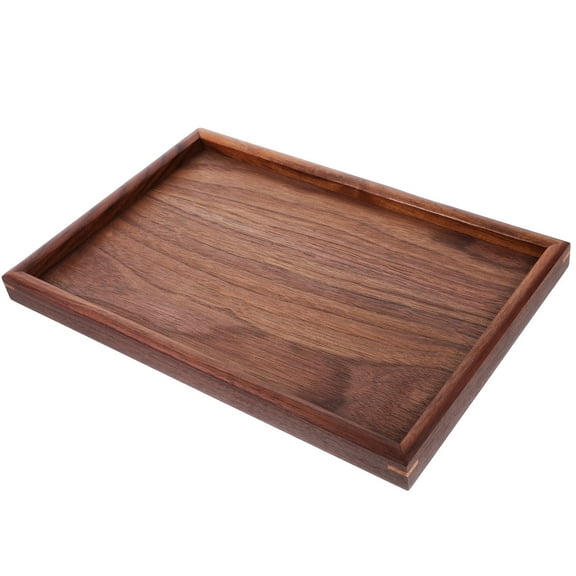 RENACLIPY Walnut Wood Multi-Function Toiletries Tray, Rectangle Vanity Organizer 11.8x7.9x0.9 Inch for Bathroom Storage