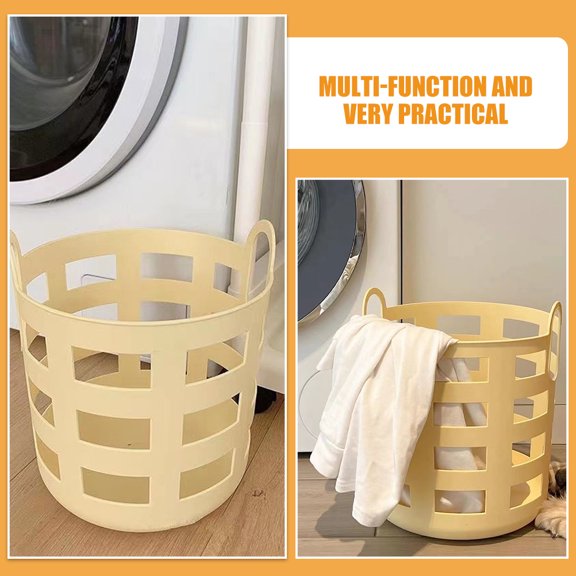 RENACLIPY Multi Function Yellow Laundry Storage Basket Plastic Clothes Hamper for Household