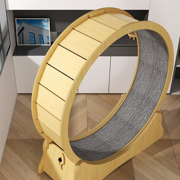 RENACLIPY Grey Cat Exercise Wheel Mat with Scratch Board and Replacement Running Wheel for Cats