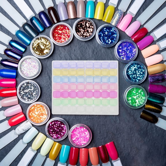 RENACLIPY Storage Box Multi Grid Nail Tip Organizer for Home Use