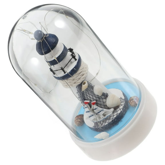 RENACLIPY Resin Mediterranean Lighthouse Night Lamp with Warm LED Light for Bedroom Home