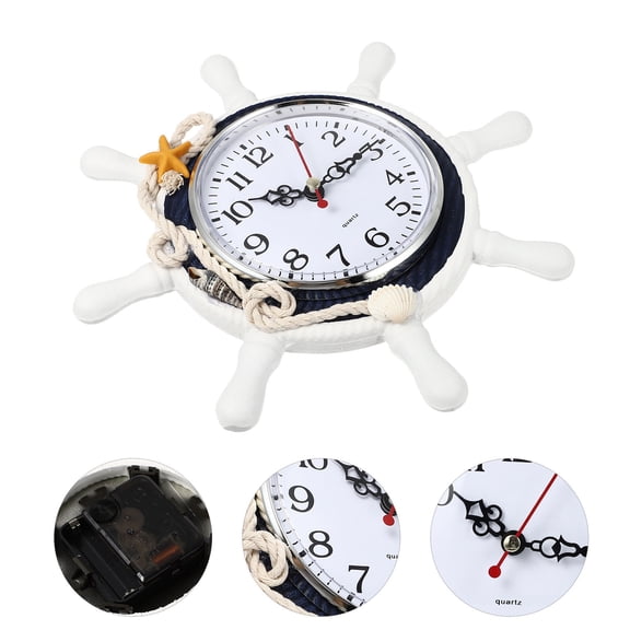 RENACLIPY Mediterranean Style Wall Clock with Rope Decor Silent Ticking Nautical Beach Theme
