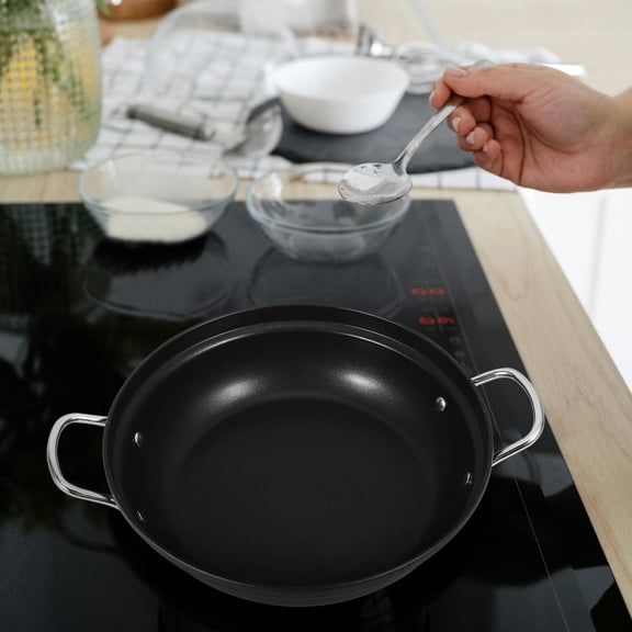 RENACLIPY Noodle Pan Round Bottom Wok Iron Easy to Clean Kitchenware 1Set