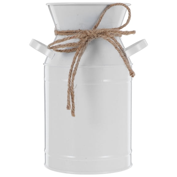 RENACLIPY White Rustic Metal Flower Bucket Vase - Decorative Home and Garden Planter for Indoor and Outdoor Use