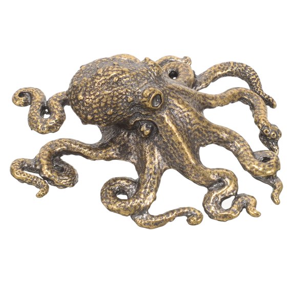 RENACLIPY Light Brown Copper Octopus Ornament Small Metal Animal Figurine Sturdy Desk Decor for Office Home