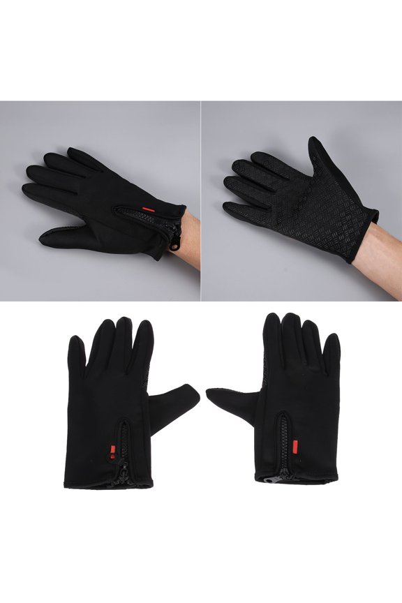 Outdoor Running Gloves with Breathable Warm Fleece Black Design