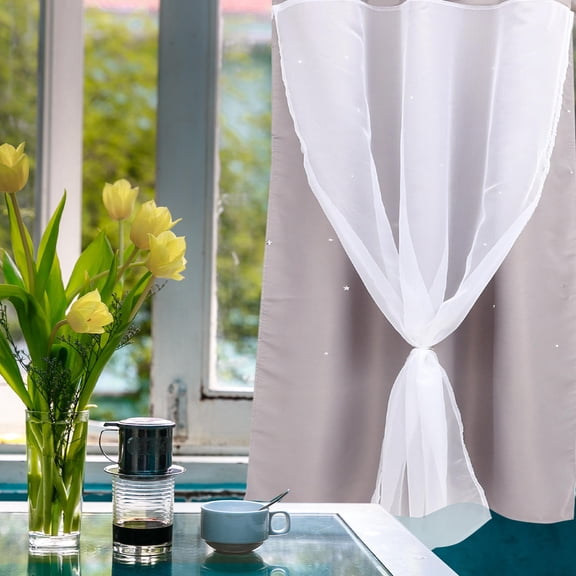 YOSADIER Grey Polyester Room Darkening Curtains for Bedroom and Living Room Decoration