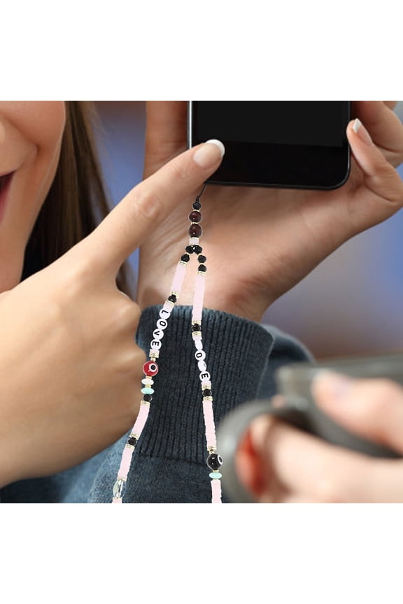 Beaded Evil Charm String with Wrist Lanyard for Phone Case, Purse, and Keychain Accessory