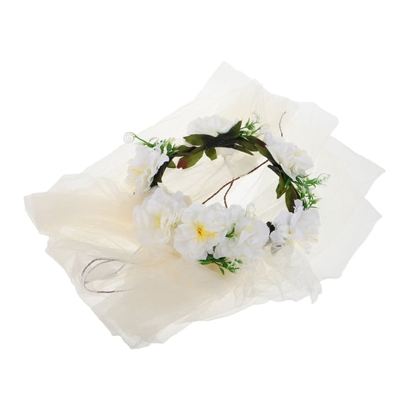 RENACLIPY Photoshoot Prop Lace Trim Veil Flower Girl Hair Accessory in Multi Fabric 1Pcs