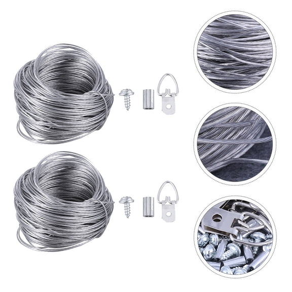 RENACLIPY Picture Hanging Kit With Wire D Ring Picture Hanger 2 Sets Silver for Wall Decor