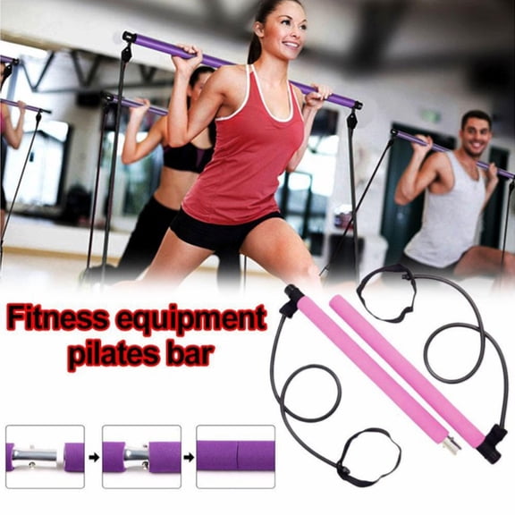 RENACLIPY 1Pc Pink Yoga Fitness Bar with Foot Loop for Hips Legs and Arms Workout