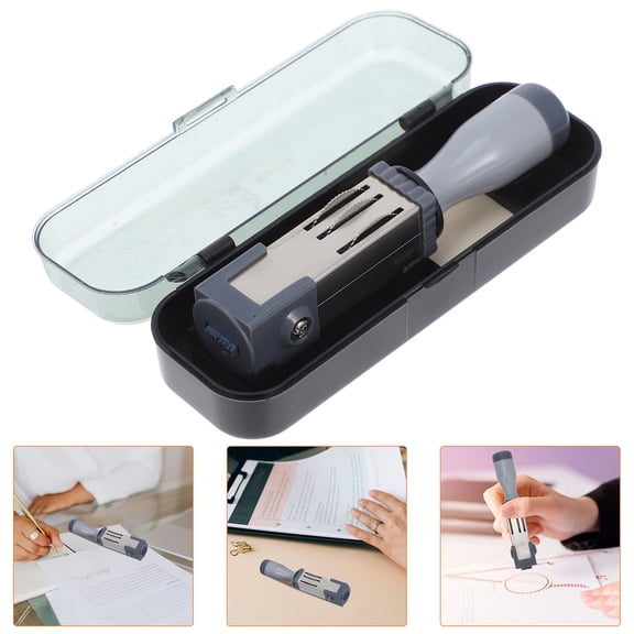 RENACLIPY Portable Plastic Date Stamper Light Grey Self-Inking Handheld Multi-Purpose Date Stamp for Office and Home Use