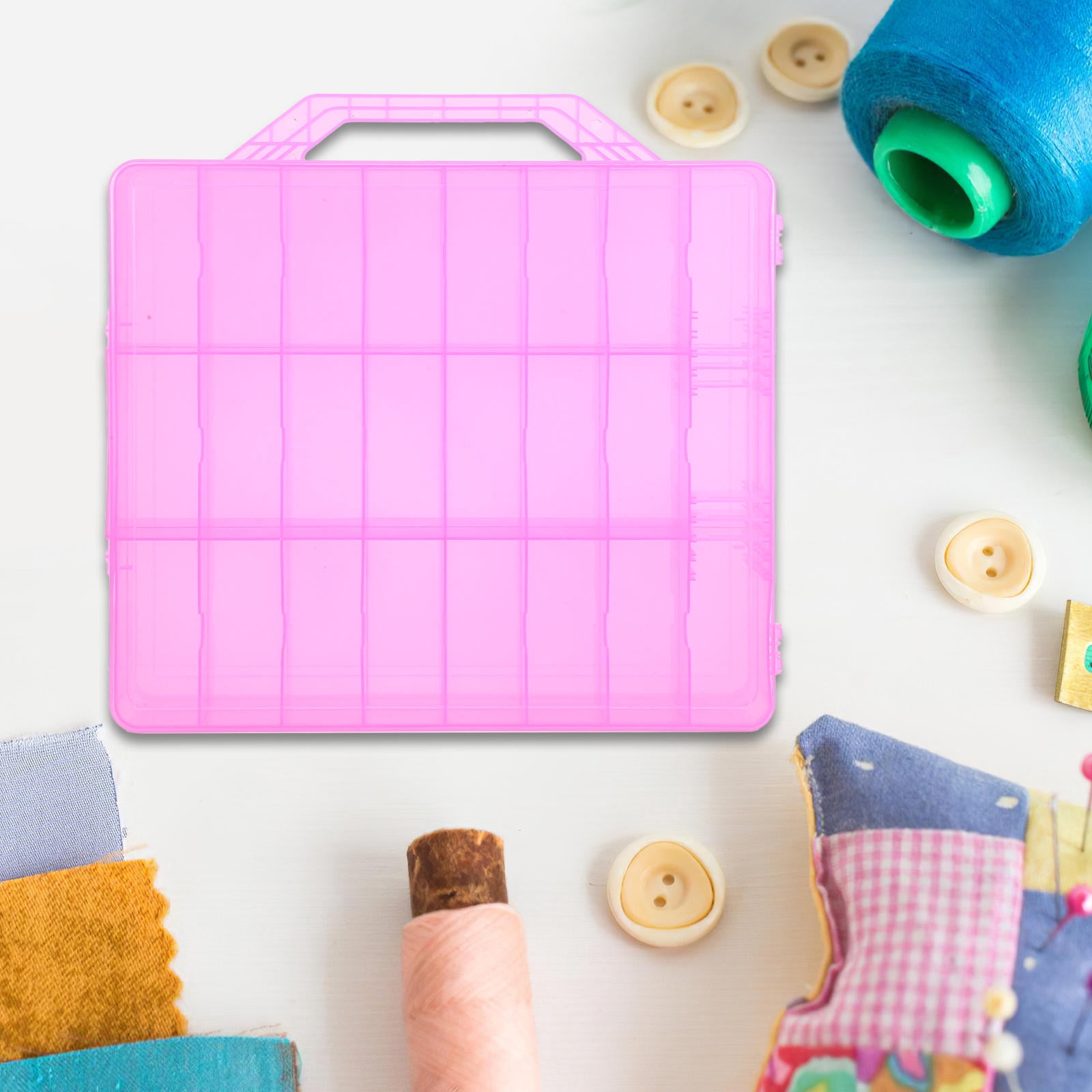 RENACLIPY Double Layer Plastic Storage Box with Handle for Sewing and Embroidery Supplies