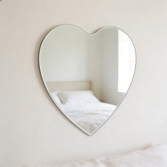 RENACLIPY Frameless Acrylic Heart Mirror for Bathroom Wall Decor, Self-Adhesive Plated Heart-Shaped Wall Mounted Mirror