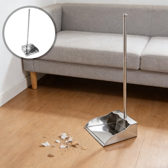 RENACLIPY Plated Stainless Steel Dustpan with Ergonomic Comfort Grip Handle for Indoor, Garage, and Home Cleaning