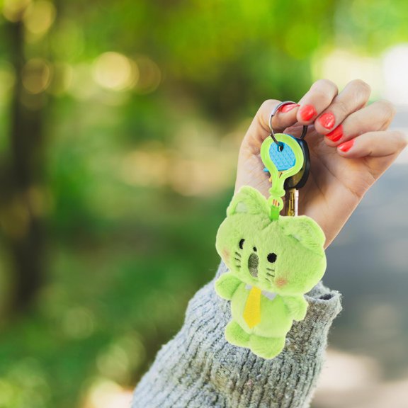 RENACLIPY Kawaii Kitten Keychain Plush Green 1Pcs Backpack Decoration