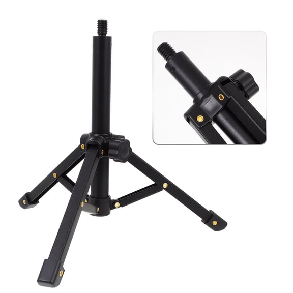 RENACLIPY Portable Black Adjustable Microphone Stand Tripod for Desk, Foldable Mic Holder for Studio and Podcast Use