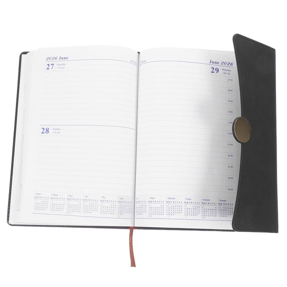 RENACLIPY Portable Black PU Planner for Work and Daily Use, Professional Organizer with Cover, 1 Set