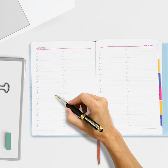 RENACLIPY Portable Sky Blue Year Planner Diary for Business and Daily Scheduling with Monthly Reflection