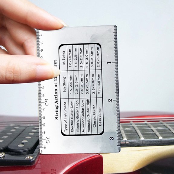 RENACLIPY Portable Steel Guitar String Height Gauge Ruler for Acoustic and Electric Guitar Setup