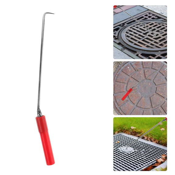 RENACLIPY Heavy Duty Steel Manhole Cover Lifting Hook with Comfortable Grip Handle for Construction and Maintenance Work