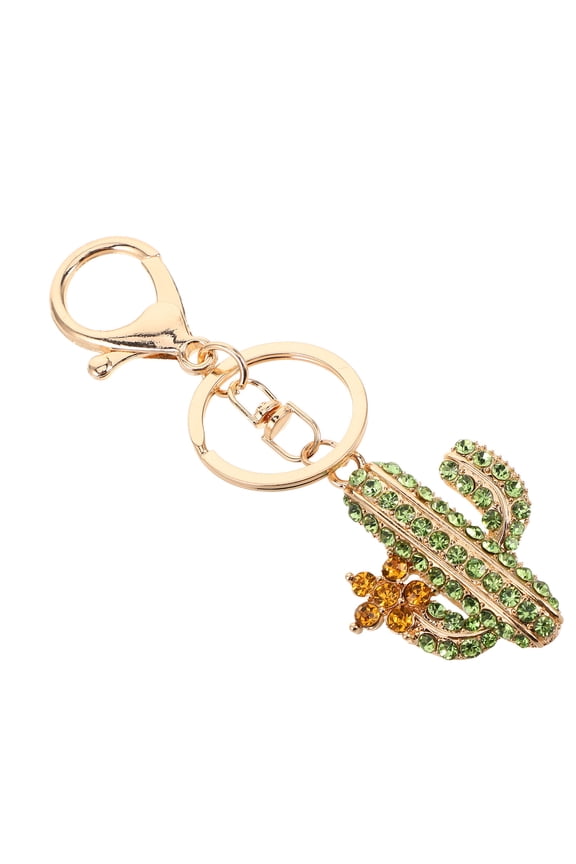 Charming Cute Keychain Charms Cactus Keychain Multi Zinc Alloy Rhinestone 1Pcs