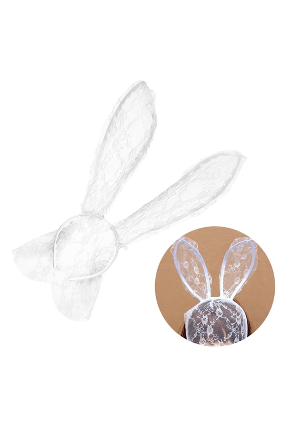 Lace Ear Veil Hair Band Bunny Ears Headband for Girls, Cute Hair Accessory, 1 Piece