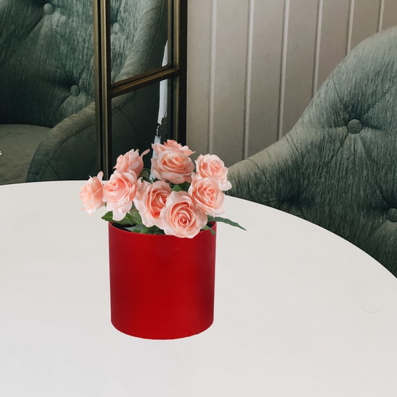 RENACLIPY Red Cylindrical Flower Arrangement Box Perfect for Indoor Outdoor Storage