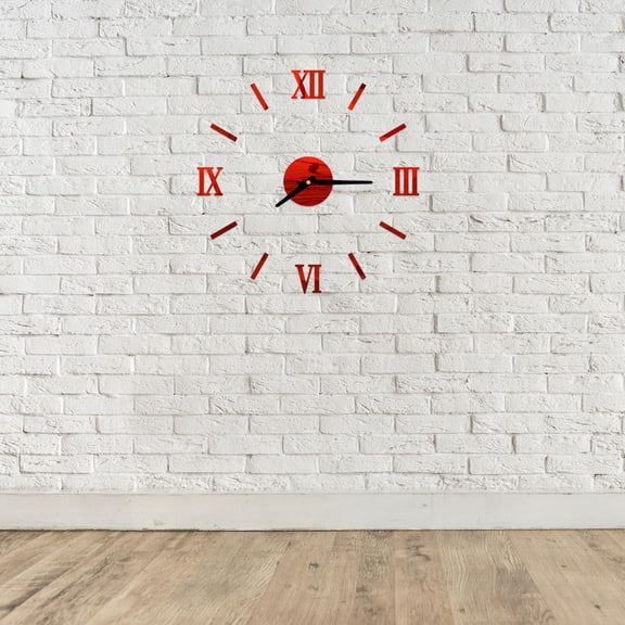 RENACLIPY Red Acrylic Frameless Wall Clock Silent Sweeping Movement Decorative Modern Office Clock