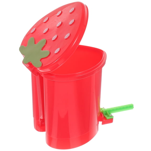 RENACLIPY Red Mini Strawberry Parrot Trash Can Plastic Toy for Birds Durable Fun Decor Ideal for .5 Inches