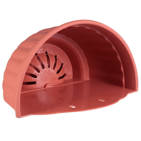 RENACLIPY Half Circle Wall Mounted Planter Box Red Plastic Flower Pot with Imitation Pattern for Indoor Outdoor Decor 1 Piece