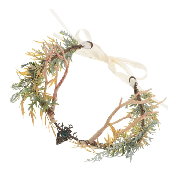 RENACLIPY Renaissance Reindeer Antler Crown Green Elven Circlet Fairy Costume Photo Prop