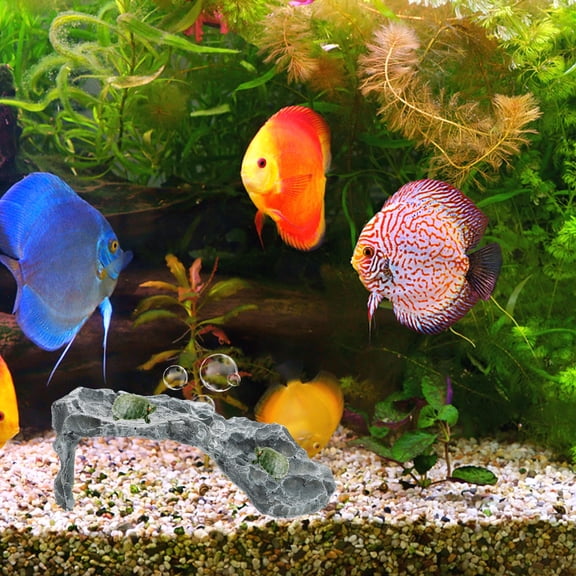 RENACLIPY Resin Basking Platform for Turtles Reptile Hide Cave Grey Natural Simulation 1Pack