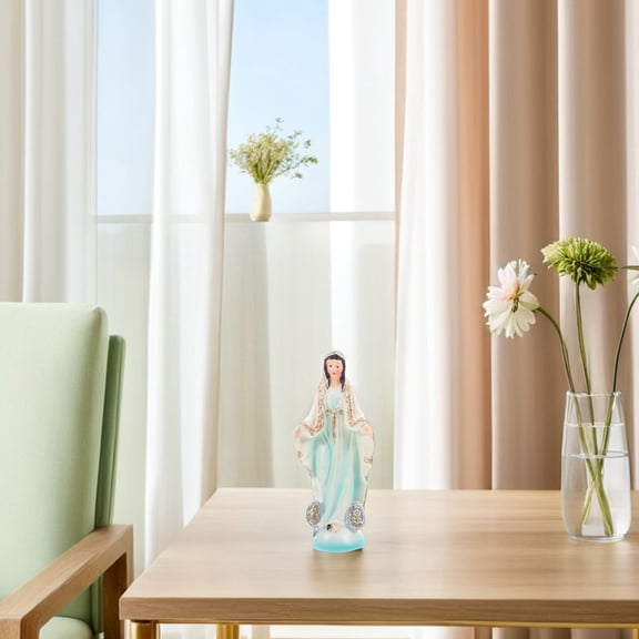 RENACLIPY Beige Resin Virgin Mary Statue Mexican Home Decor Blessed Mother Figurine