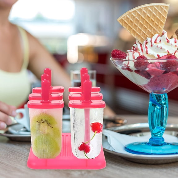 RENACLIPY Reusable Ice Cream Molds Rosy 6 Cell Set with Base Ideal for Juice Yogurt and Pudding