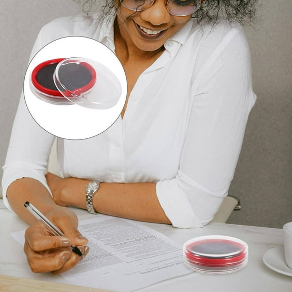 RENACLIPY Black Round Ink Pad for Documents, Portable and Lightweight for Office, Home, and School Use