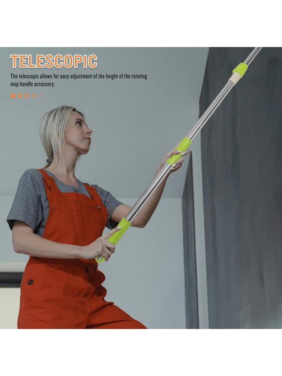 Rotary Mop Handle Stainless Steel Telescopic Pole with Detachable Round Mop Head