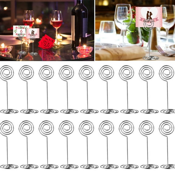 RENACLIPY Round Table Place Card Holders Silver Menu Clips for Wedding 24Pcs