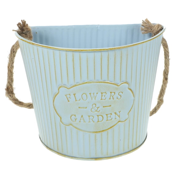 RENACLIPY Rustic Galvanized Metal Hanging Wall Planter Bucket for ...