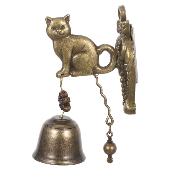 RENACLIPY Rustic Outdoor Golden Cat Shape Doorbell Bell with Weather Resistant Metal Construction