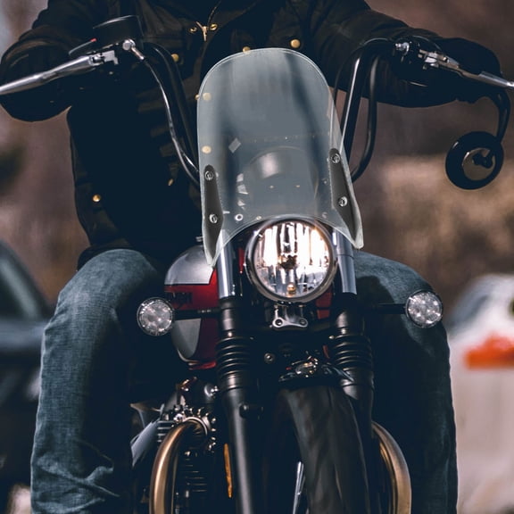 RENACLIPY Motorcycle Windshield Universal Transparent Windshield with Vintage Design for Durable Wind Resistance