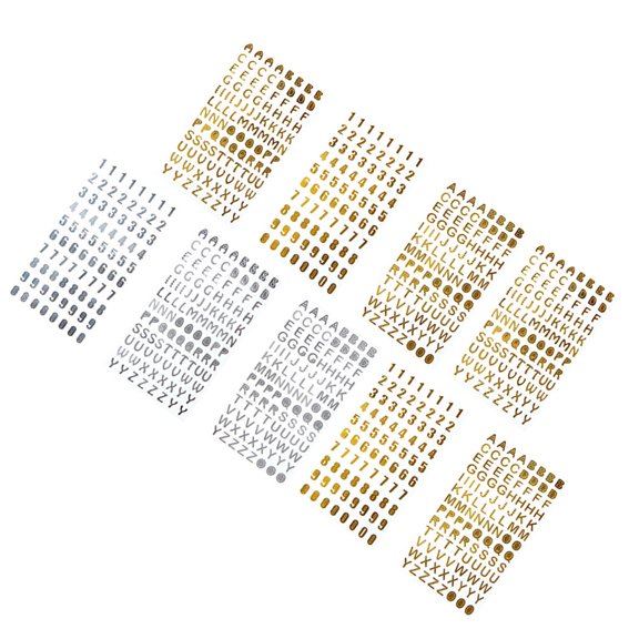RENACLIPY Scrapbooking Letters Cute Self Adhesive Letters Planner Stickers Silver 9 Sheets Notebook Laptop Car Decor