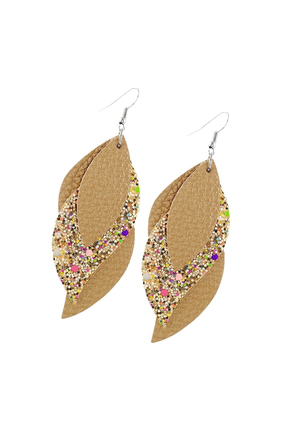 Sequin Dangle Earrings for Women, Khaki Ear Drops, Fashionable Party and Daily Wear Accessories, 1 Pair 0.35x0.35in