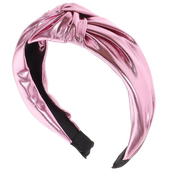RENACLIPY Valentine Headband Knotted Headband Pink PU Fabric 1Pack For Women And Girls