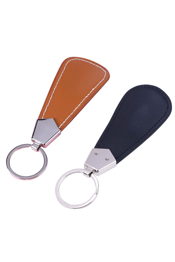 2-Pack Travel Shoe Horns with Metal Frame and PU Material for Easy Shoe Wearing, Black