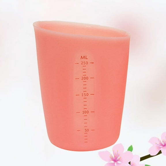 RENACLIPY Silica Gel 250Ml Measuring Cup in Pink with Flexible Spout for Easy Pouring