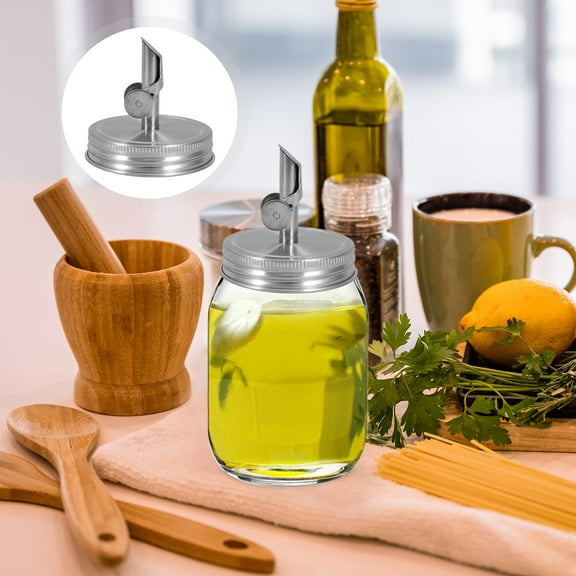 RENACLIPY 304 Stainless Steel Jar Lid with Automatic Opening and Closing Spout, 86mm Replacement Cap